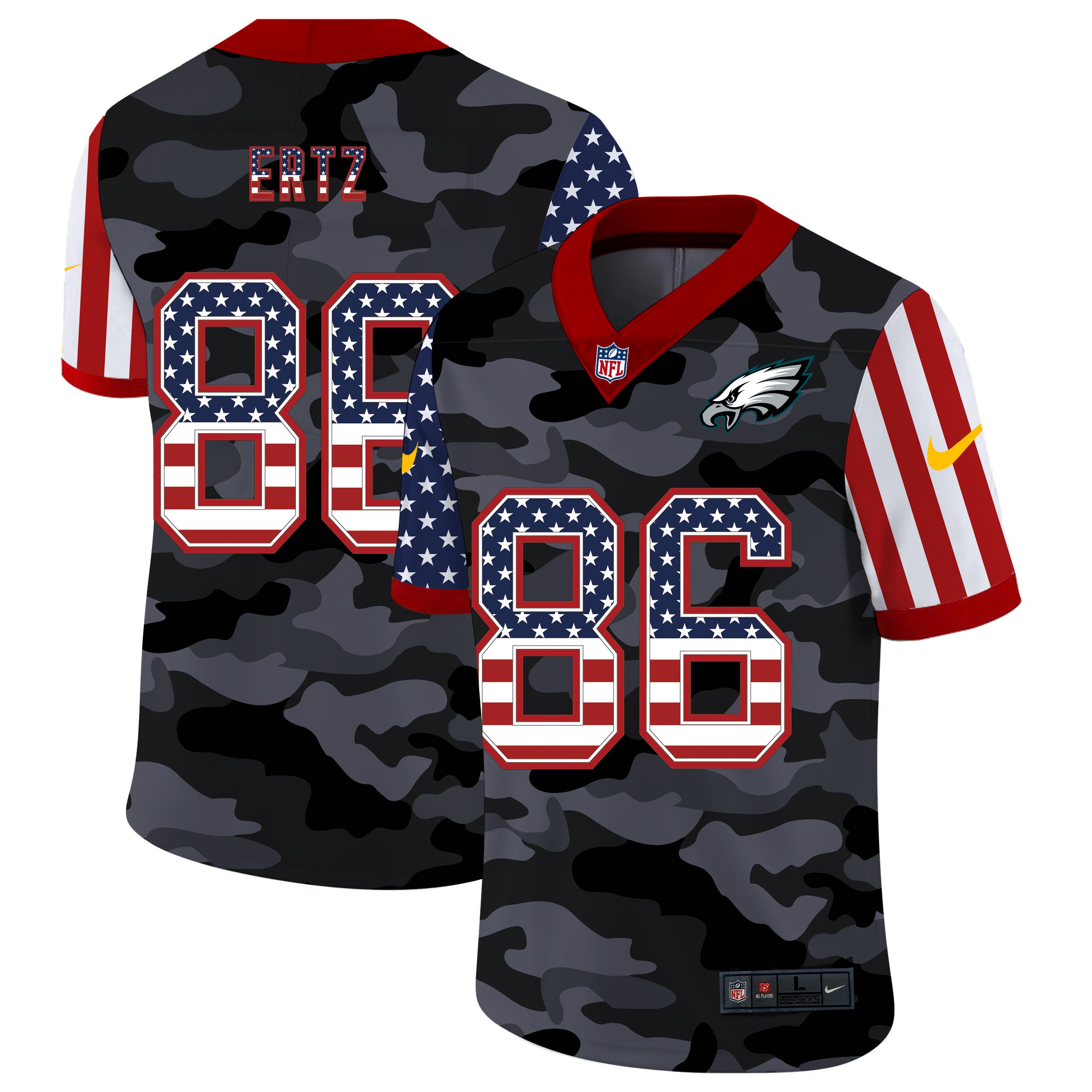 Men Philadelphia Eagles #86 Ertz 2020 Nike USA Camo Salute to Service Limited NFL Jerseys->detroit lions->NFL Jersey
